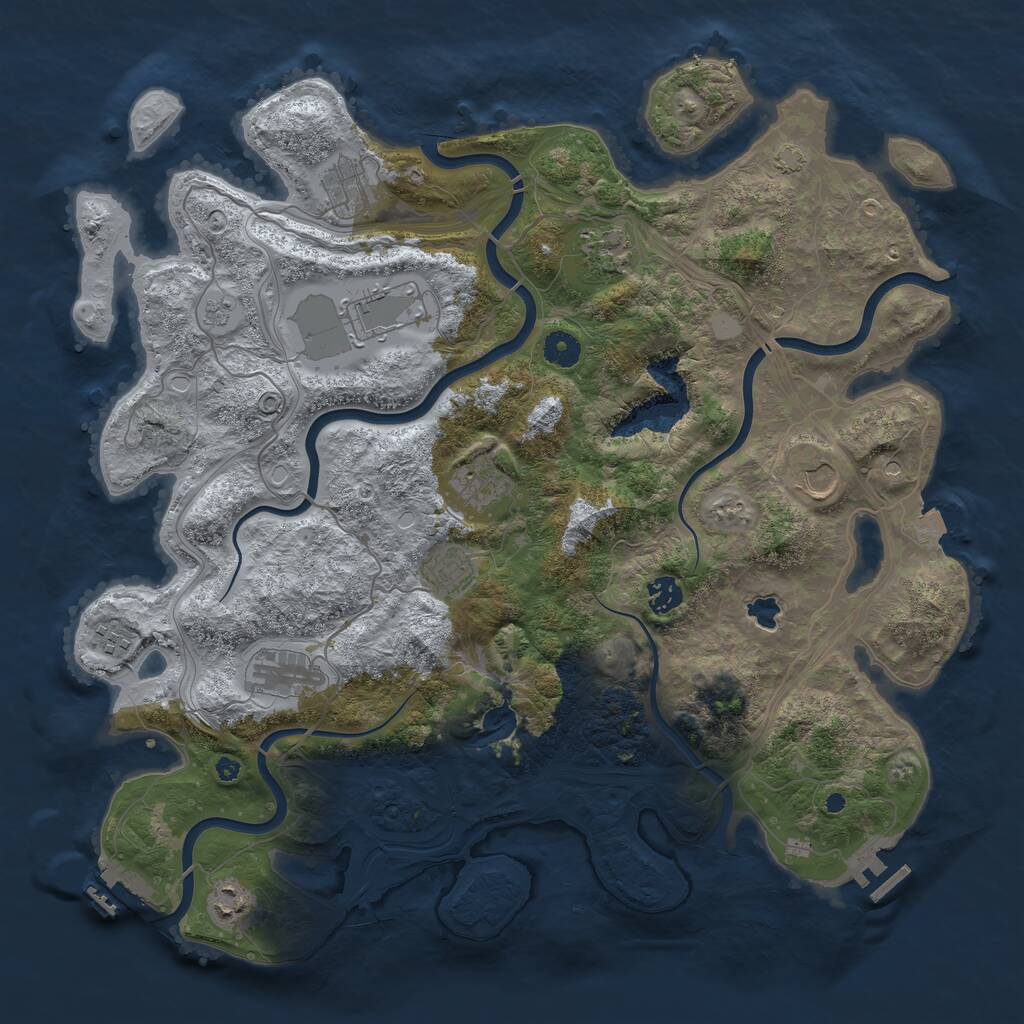 Rust Map: Procedural Map, Size: 4250, Seed: 1119395016, 16 Monuments