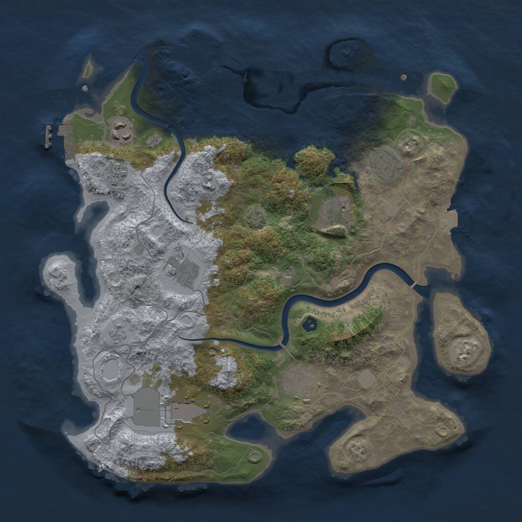 Rust Map: Procedural Map, Size: 3500, Seed: 30760, 13 Monuments