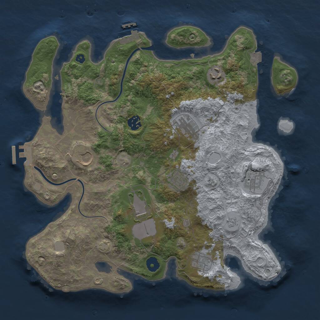 Rust Map: Procedural Map, Size: 3500, Seed: 2140386593, 13 Monuments