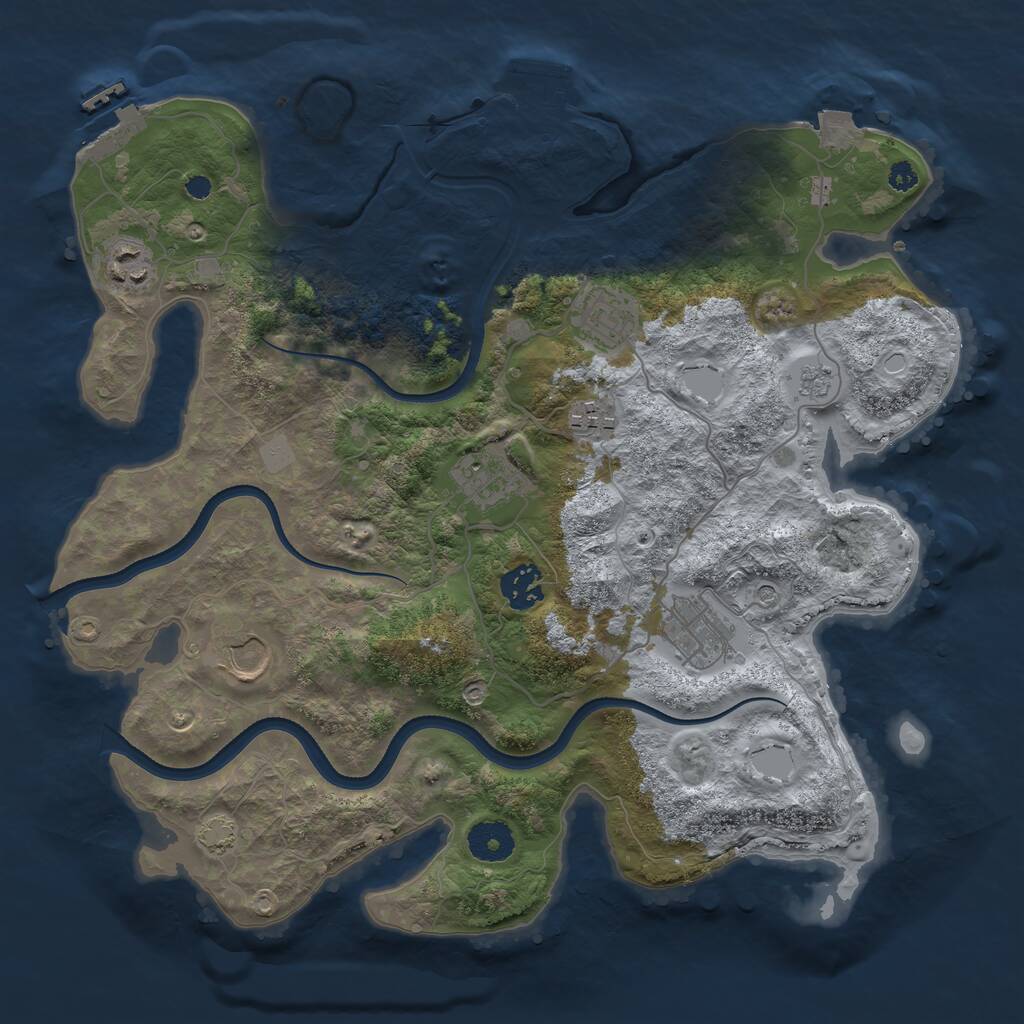 Rust Map: Procedural Map, Size: 3500, Seed: 737646672, 13 Monuments