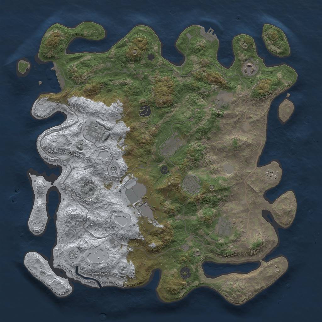 Rust Map: Procedural Map, Size: 4000, Seed: 487602860, 18 Monuments