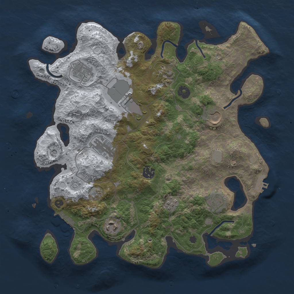 Rust Map: Procedural Map, Size: 3500, Seed: 1739317592, 18 Monuments