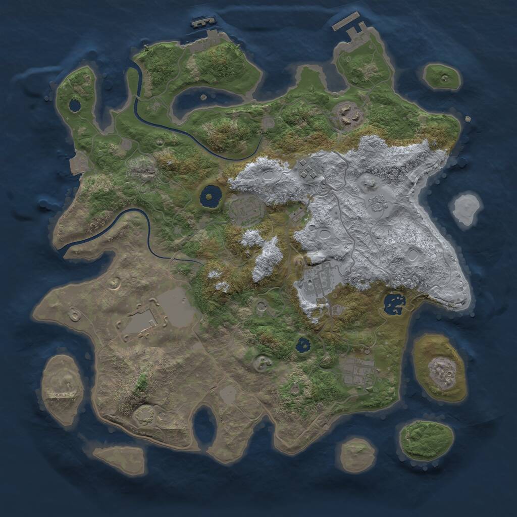 Rust Map: Procedural Map, Size: 3500, Seed: 16471, 13 Monuments