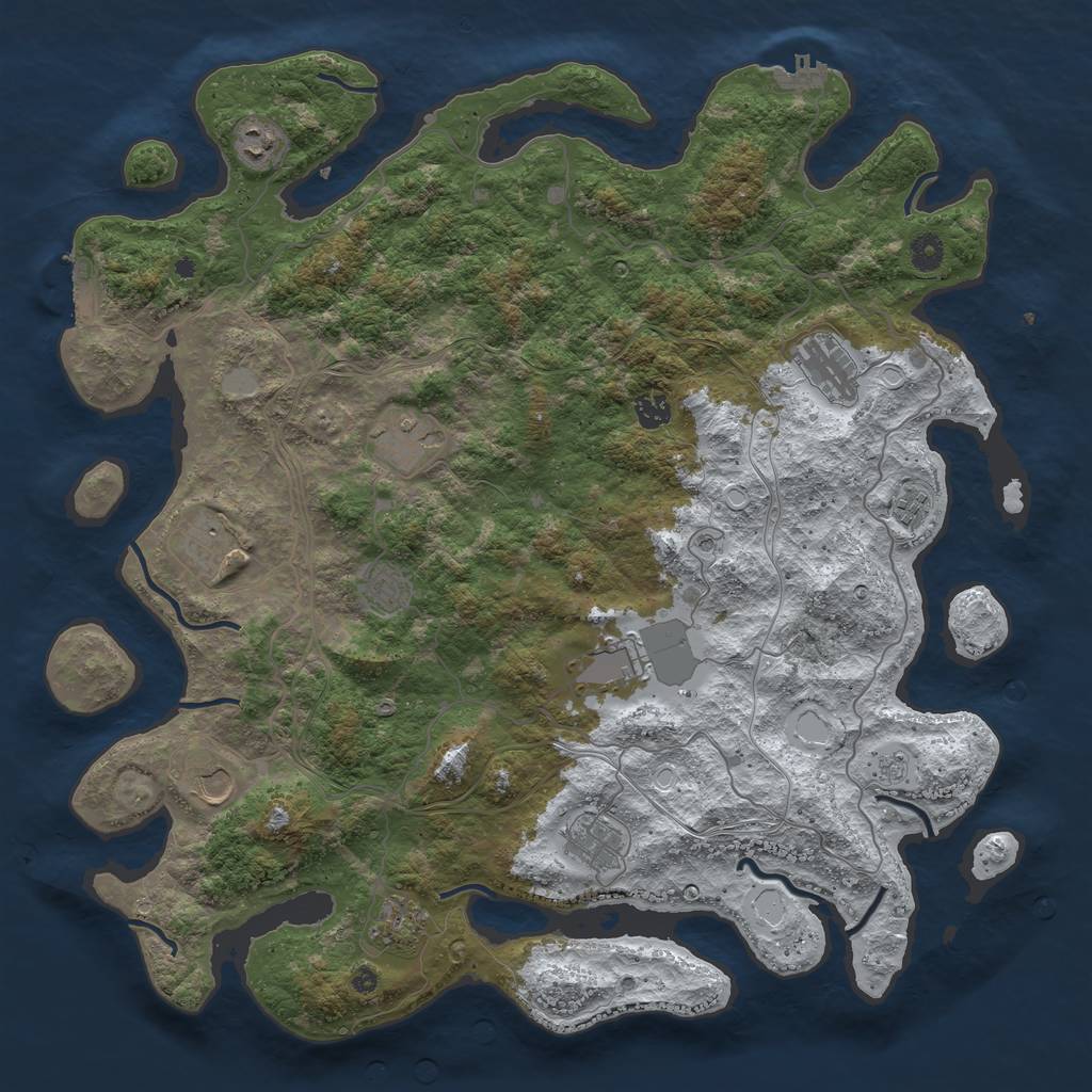 Rust Map: Procedural Map, Size: 4500, Seed: 69992218, 20 Monuments