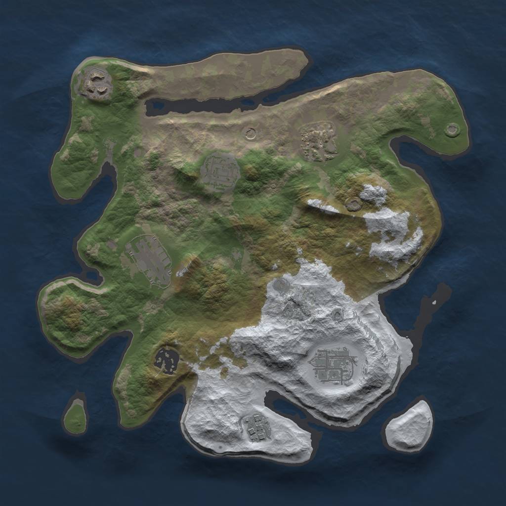 Rust Map: Barren, Size: 3000, Seed: 175586, 10 Monuments