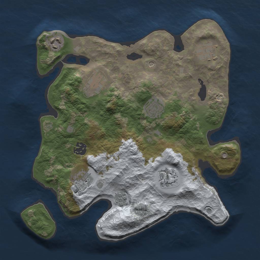 Rust Map: Barren, Size: 3000, Seed: 162978, 11 Monuments