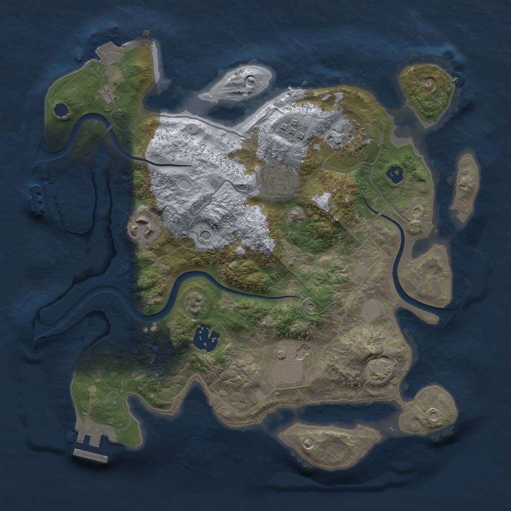 Rust Map: Procedural Map, Size: 3000, Seed: 979409605, 11 Monuments