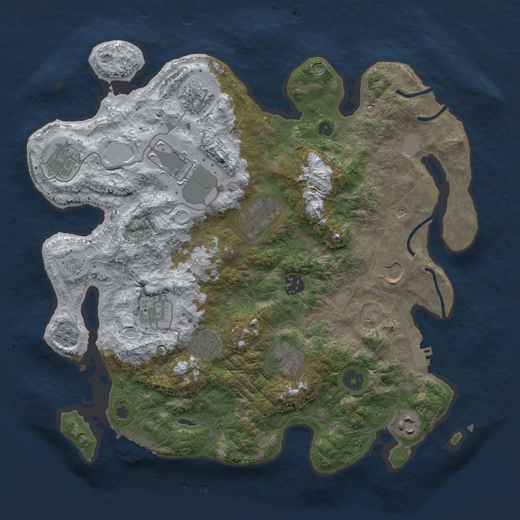 Rust Map: Procedural Map, Size: 3750, Seed: 1252520459, 20 Monuments