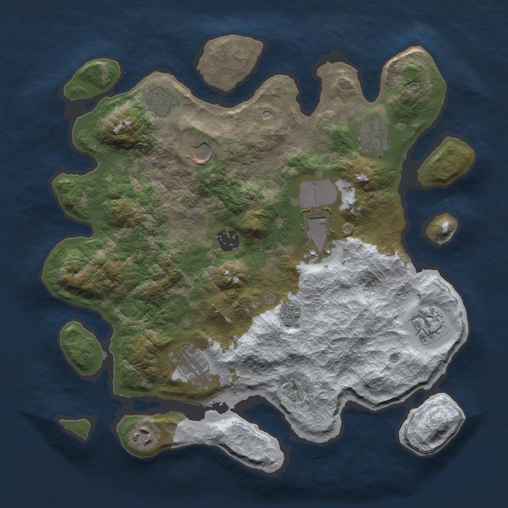 Rust Map: Barren, Size: 3500, Seed: 84, 12 Monuments