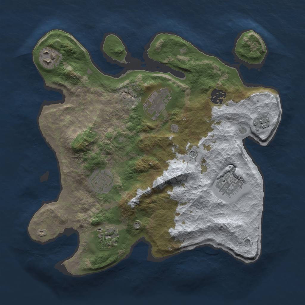 Rust Map: Barren, Size: 3000, Seed: 952803, 10 Monuments