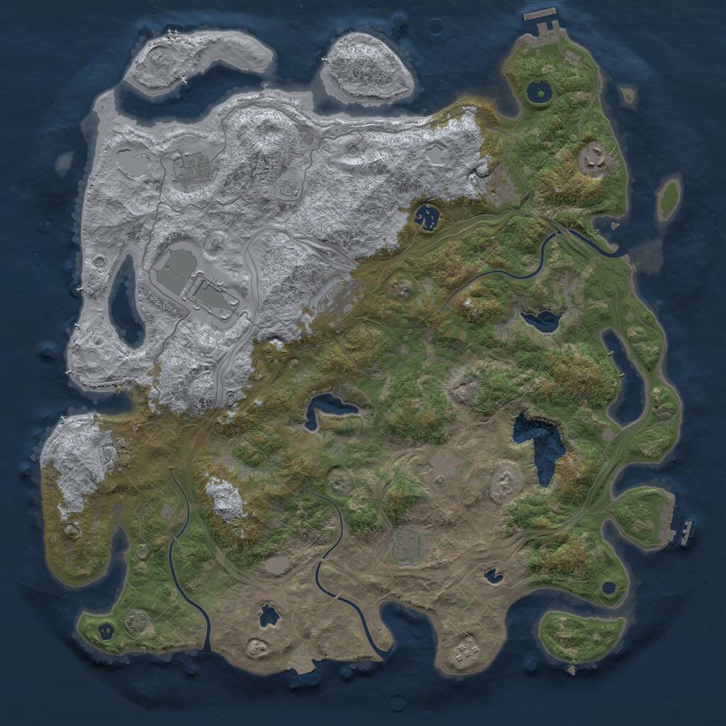 Rust Map: Procedural Map, Size: 4500, Seed: 400613150, 16 Monuments