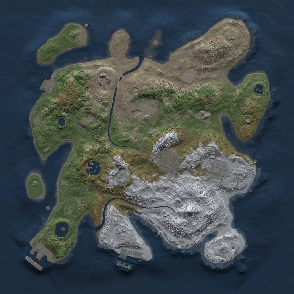 Rust Map: Procedural Map, Size: 3000, Seed: 45321, 11 Monuments