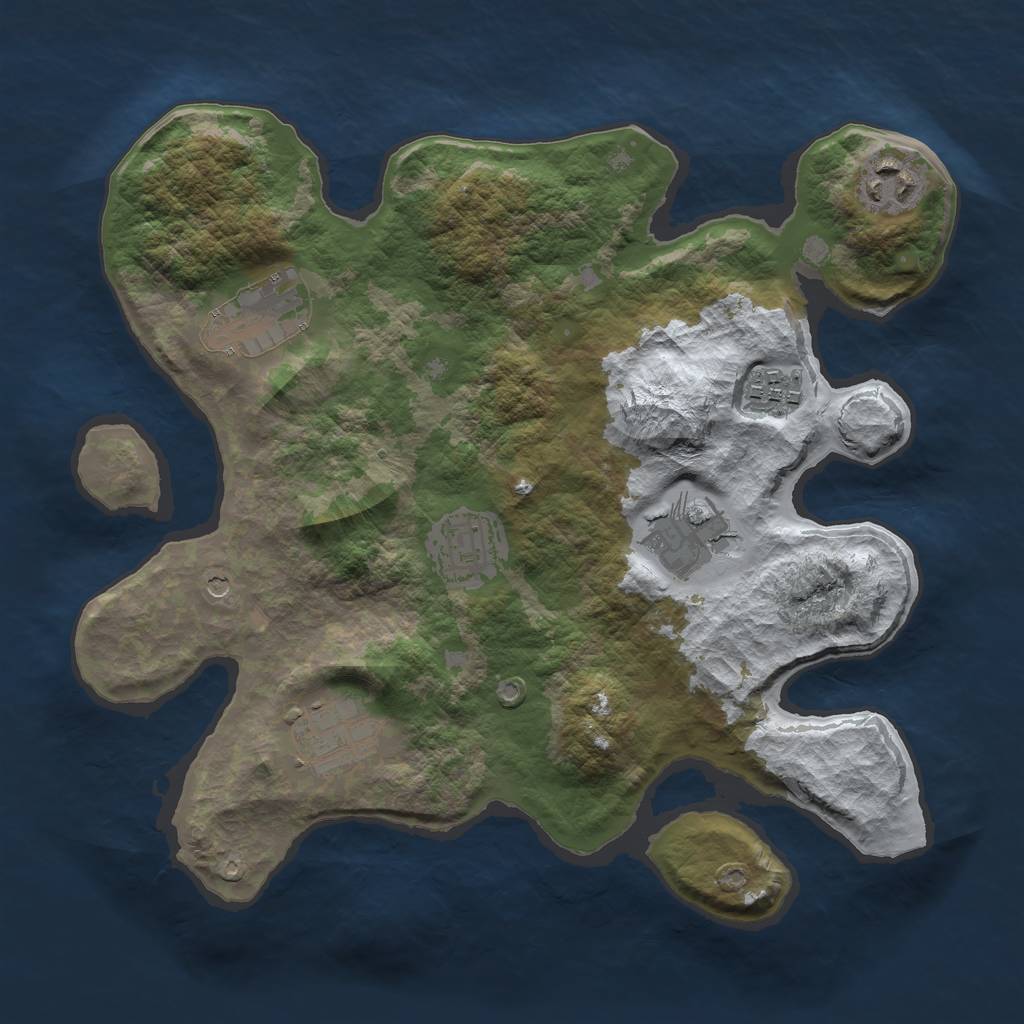 Rust Map: Barren, Size: 3000, Seed: 403947, 9 Monuments