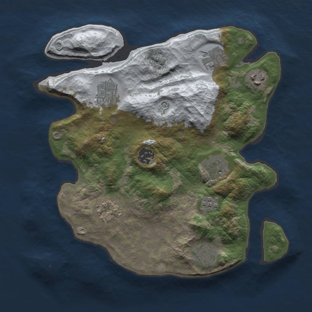 Rust Map: Barren, Size: 3000, Seed: 593686, 11 Monuments