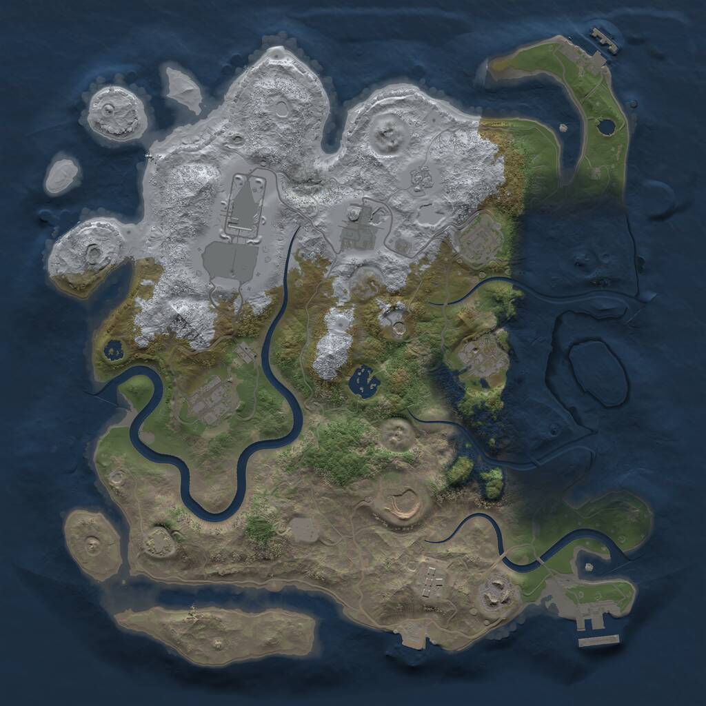 Rust Map: Procedural Map, Size: 3500, Seed: 474615, 15 Monuments