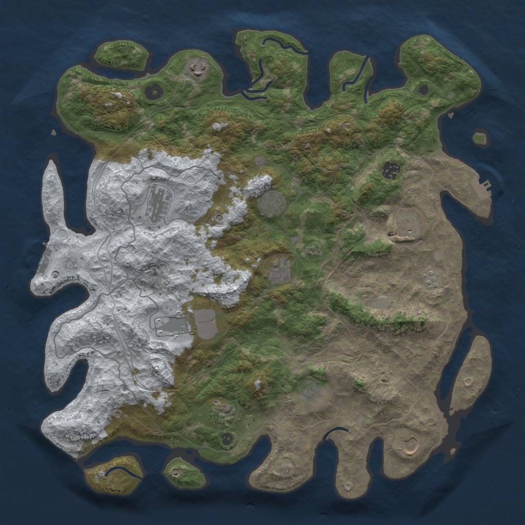 Rust Map: Procedural Map, Size: 4500, Seed: 3739799, 20 Monuments