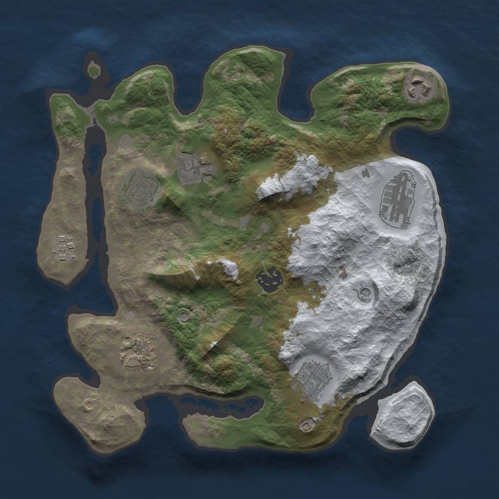Rust Map: Barren, Size: 3000, Seed: 711254, 11 Monuments
