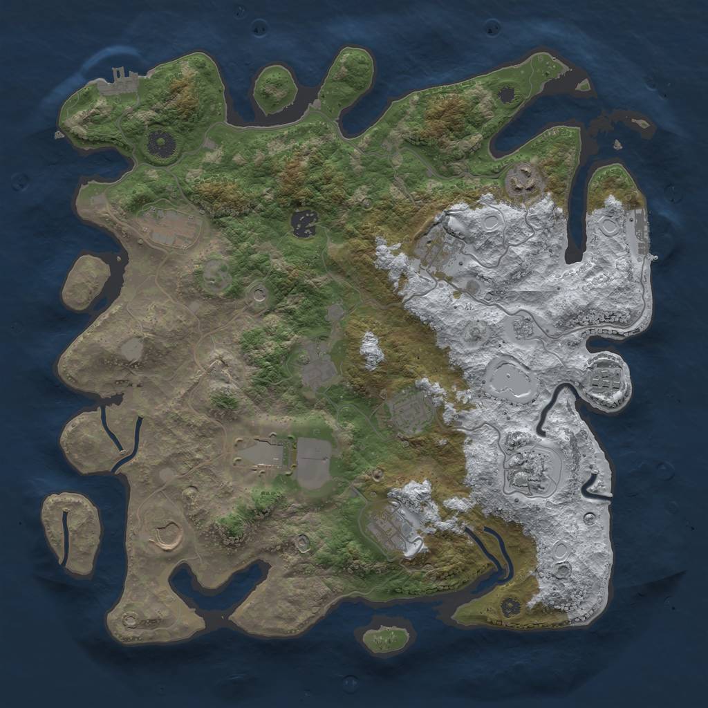 Rust Map: Procedural Map, Size: 3750, Seed: 589040392, 20 Monuments