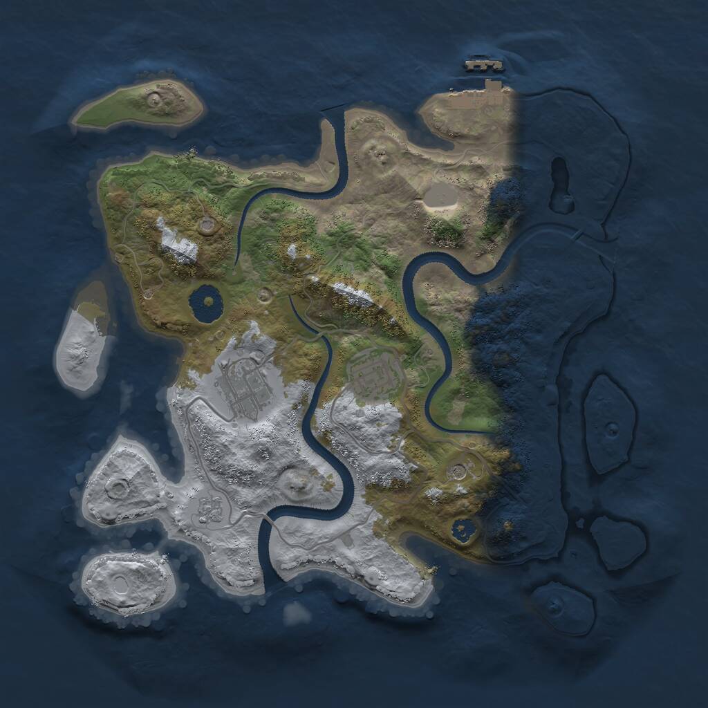 Rust Map: Procedural Map, Size: 3000, Seed: 417605543, 6 Monuments