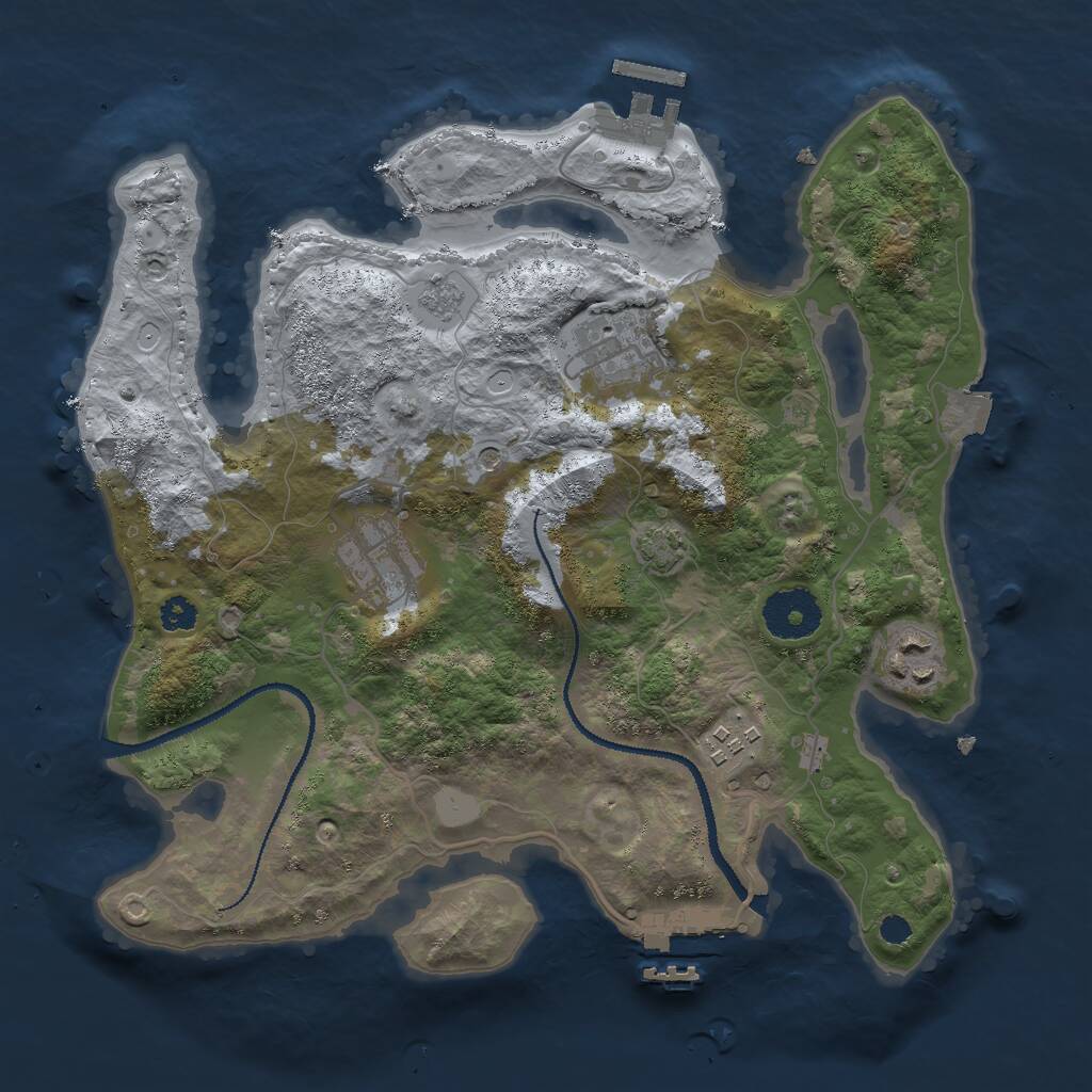 Rust Map: Procedural Map, Size: 3000, Seed: 966413408, 10 Monuments