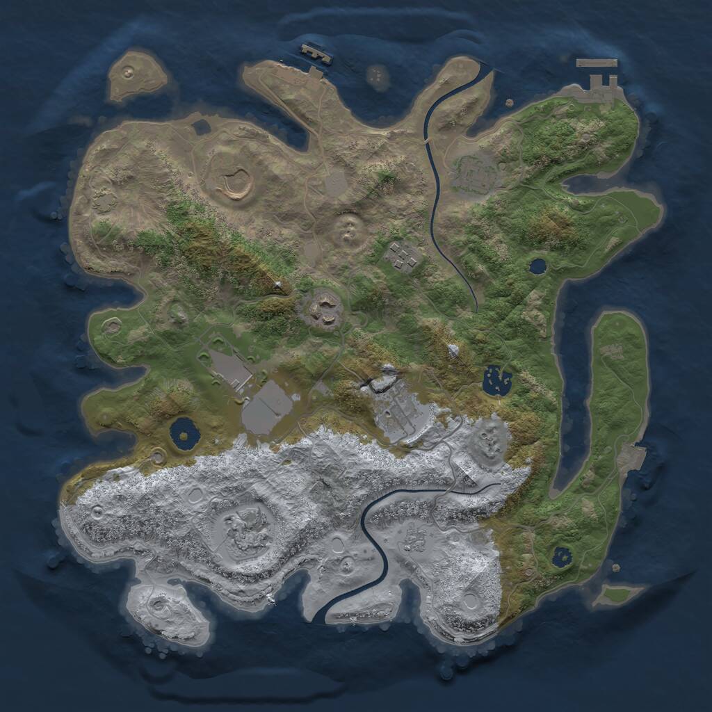Rust Map: Procedural Map, Size: 3500, Seed: 1795162228, 13 Monuments