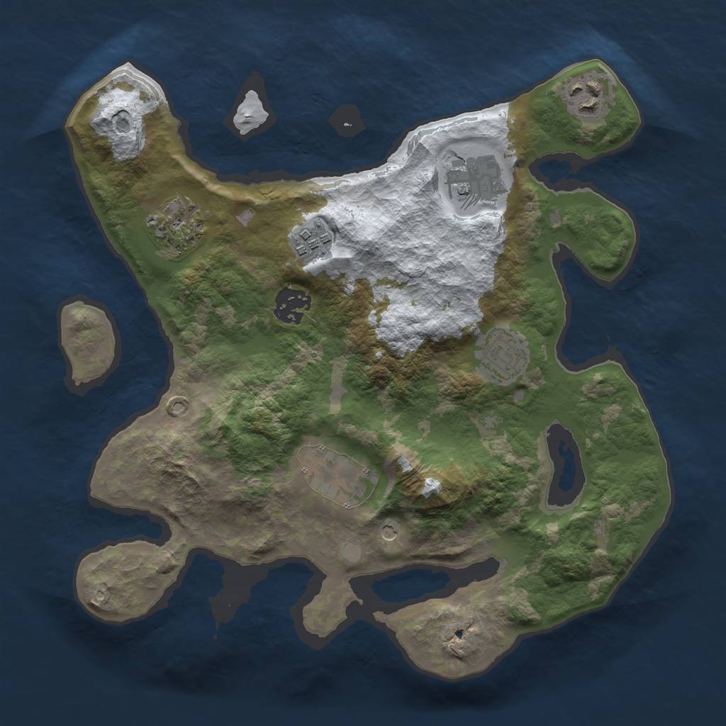 Rust Map: Barren, Size: 3000, Seed: 669536, 10 Monuments