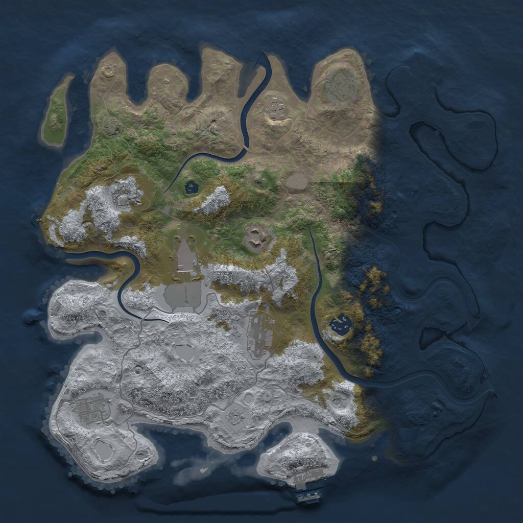 Rust Map: Procedural Map, Size: 3750, Seed: 185499741, 14 Monuments
