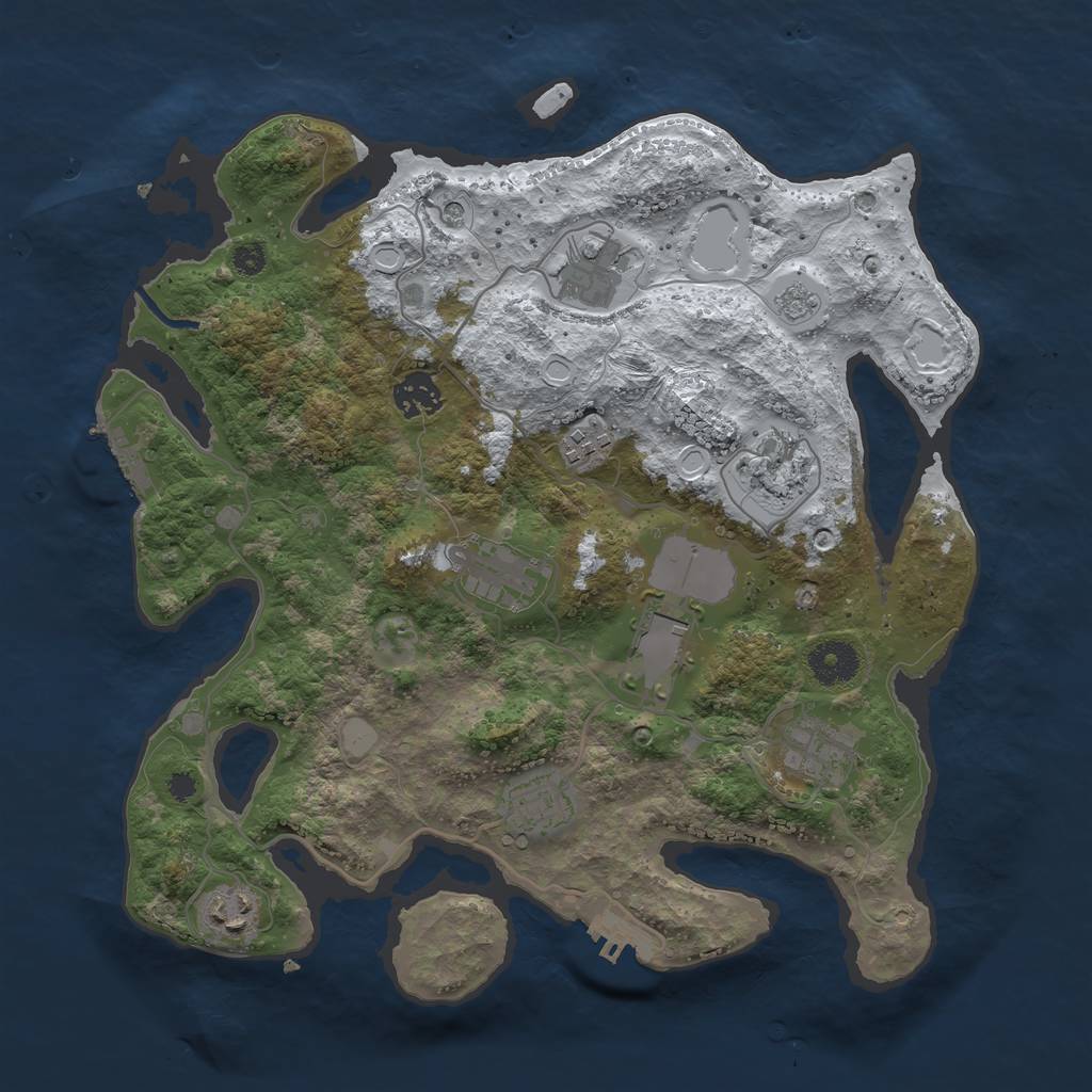 Rust Map: Procedural Map, Size: 3500, Seed: 7000, 18 Monuments