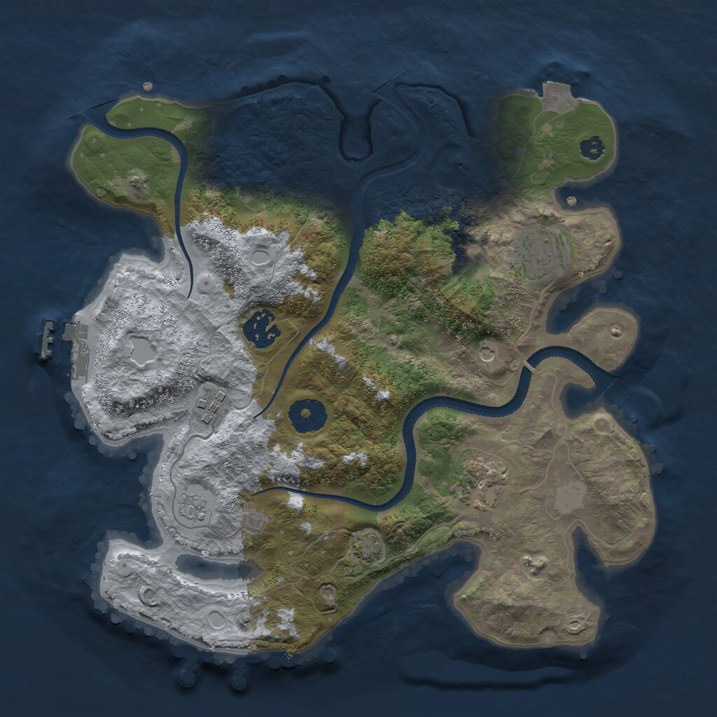 Rust Map: Procedural Map, Size: 3000, Seed: 673847536, 9 Monuments