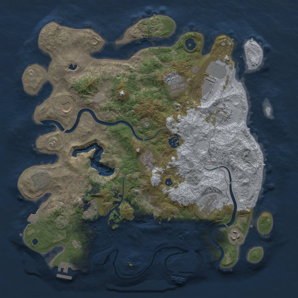 Rust Map: Procedural Map, Size: 4000, Seed: 632244551, 17 Monuments