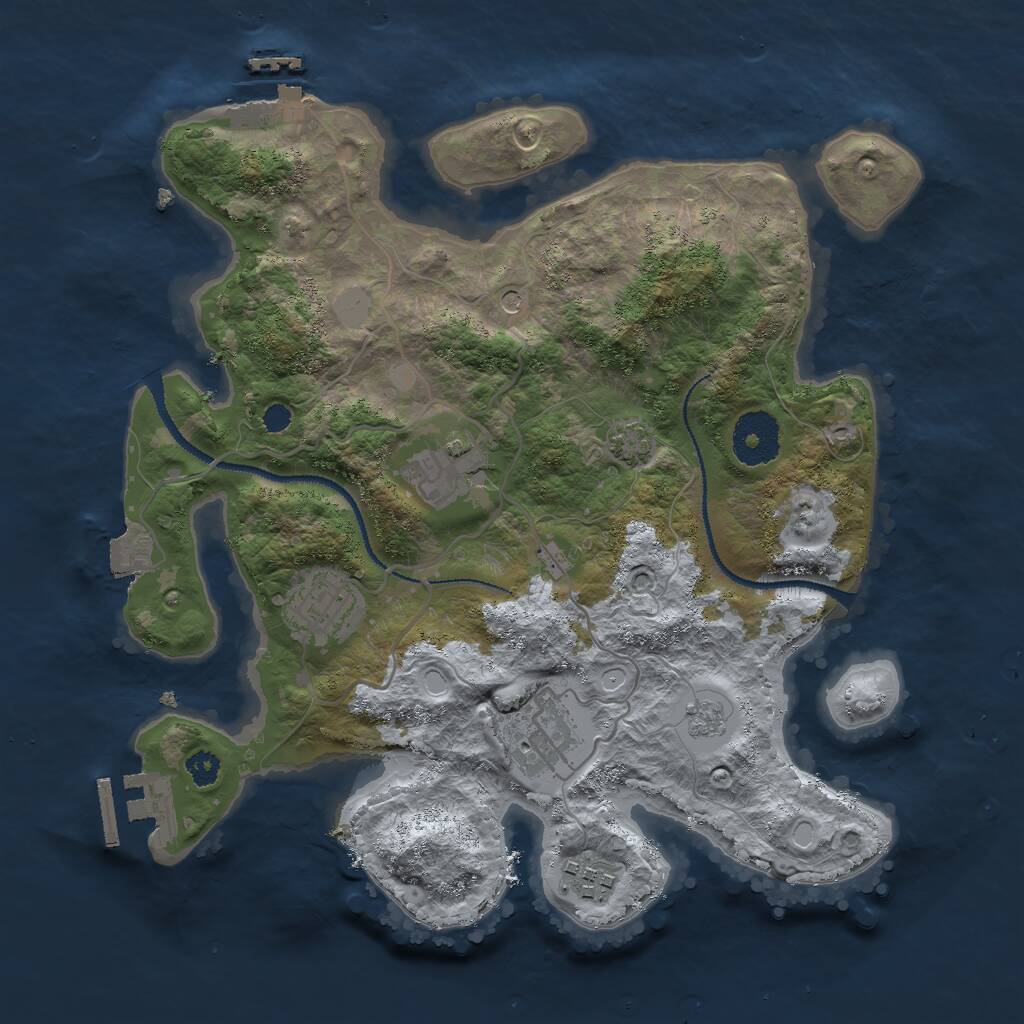 Rust Map: Procedural Map, Size: 3000, Seed: 1097250997, 10 Monuments