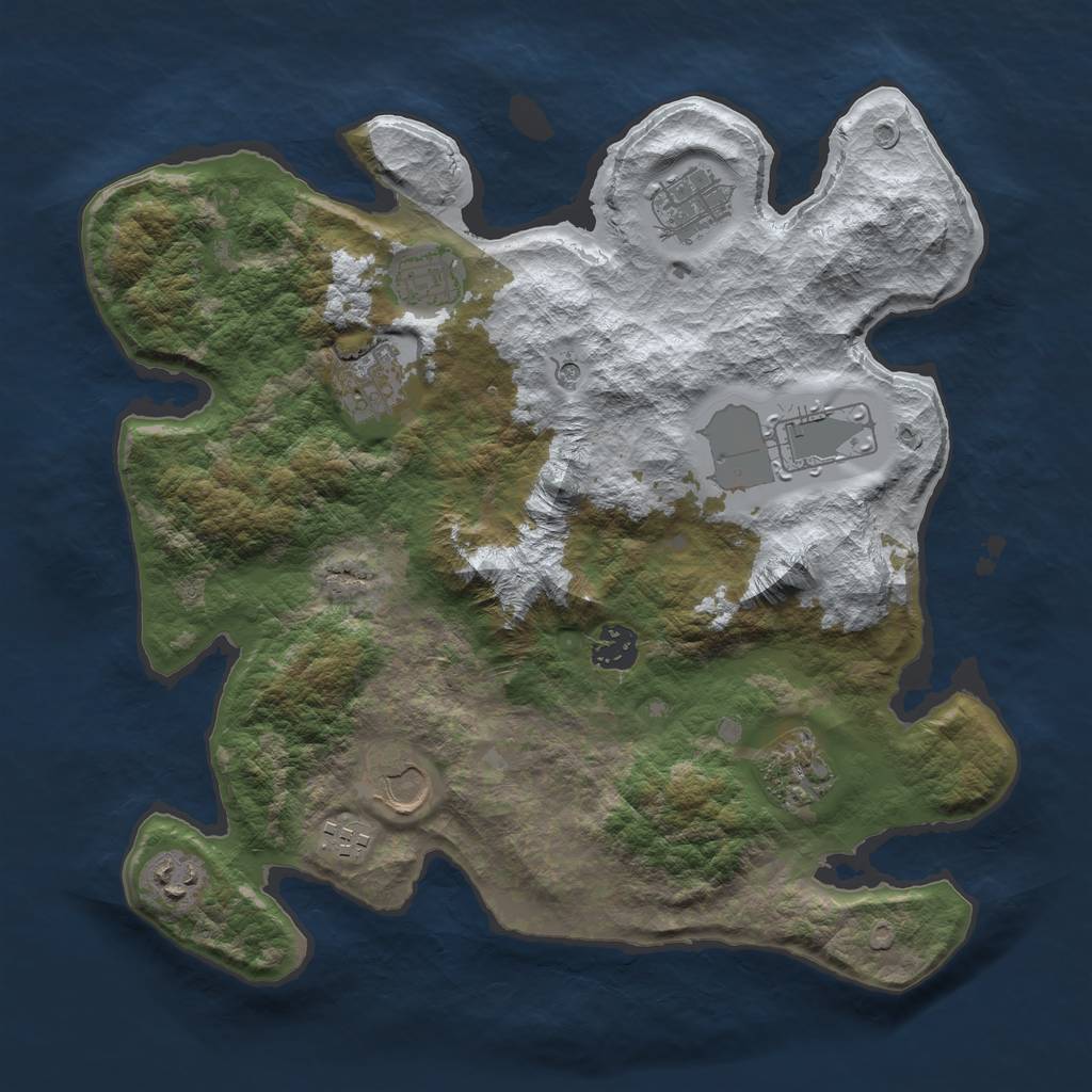 Rust Map: Barren, Size: 3500, Seed: 209664031, 12 Monuments