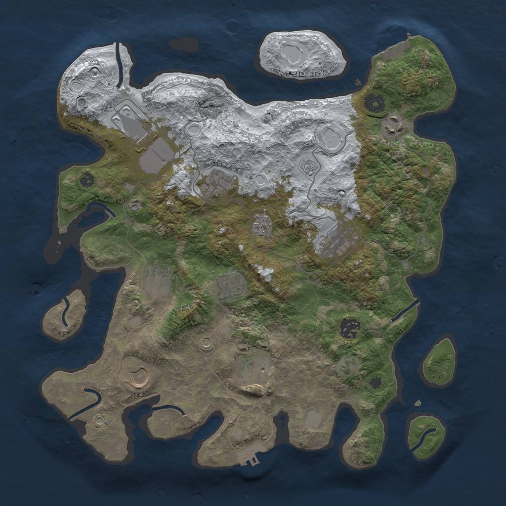 Rust Map: Procedural Map, Size: 3700, Seed: 143211034, 19 Monuments