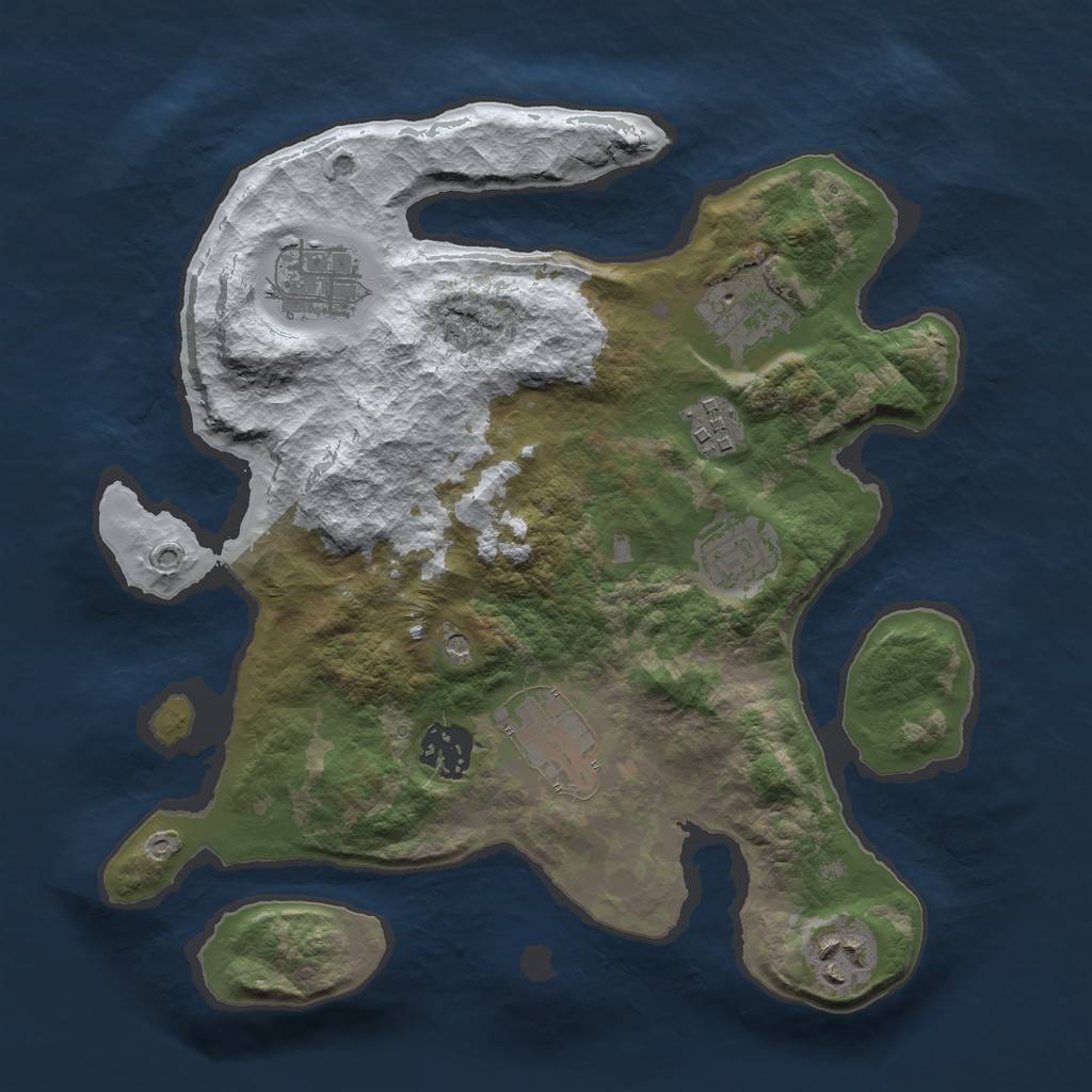 Rust Map: Barren, Size: 3000, Seed: 651358, 10 Monuments