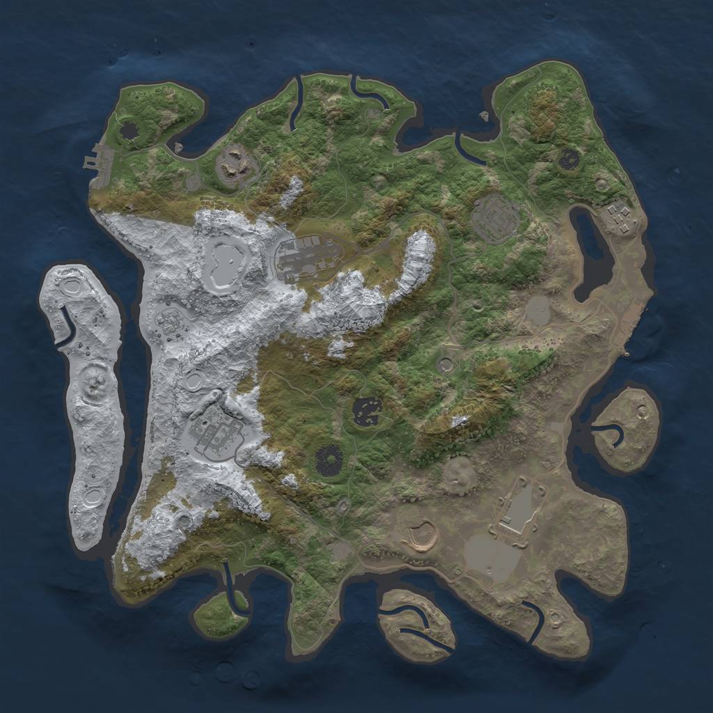 Rust Map: Procedural Map, Size: 3500, Seed: 860317, 17 Monuments