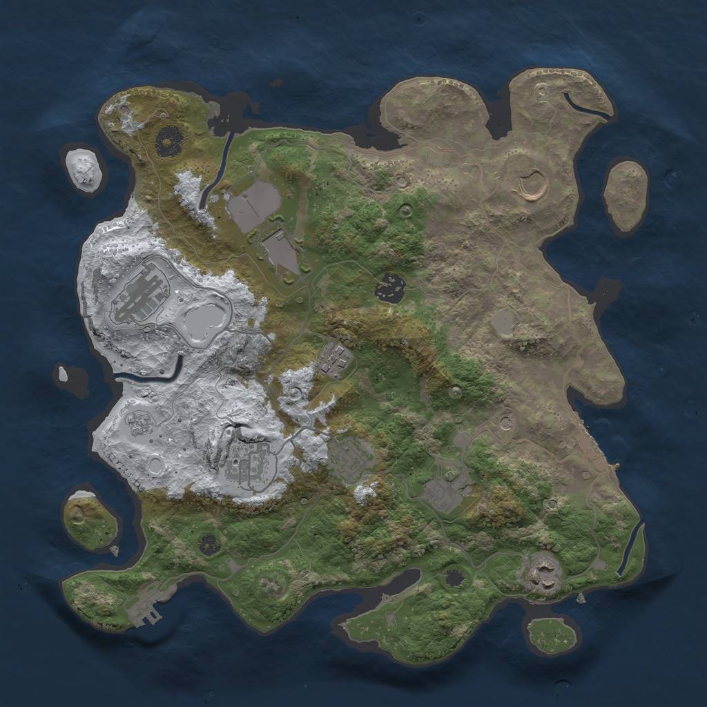 Rust Map: Procedural Map, Size: 3500, Seed: 304736072, 18 Monuments
