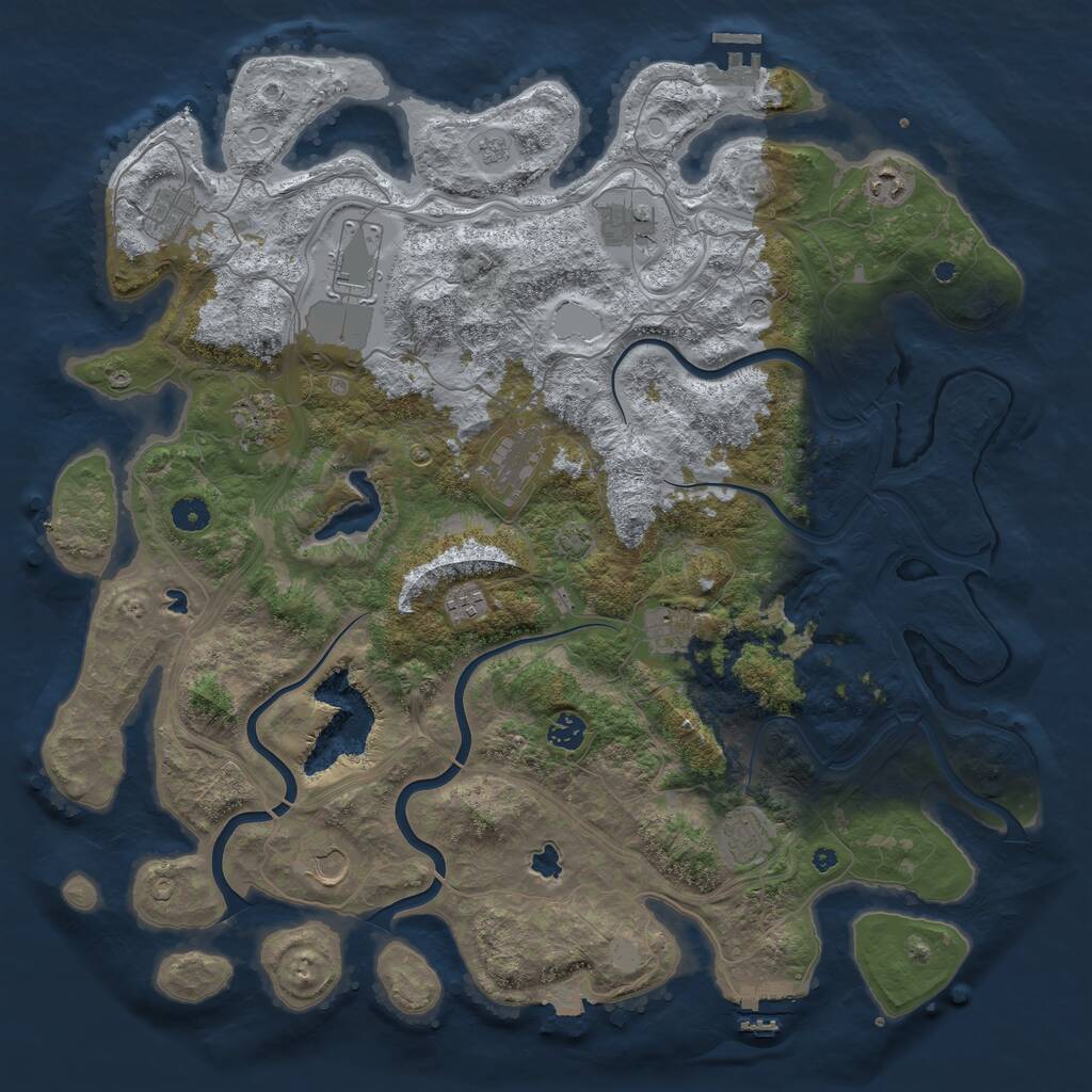 Rust Map: Procedural Map, Size: 4500, Seed: 1031766382, 17 Monuments