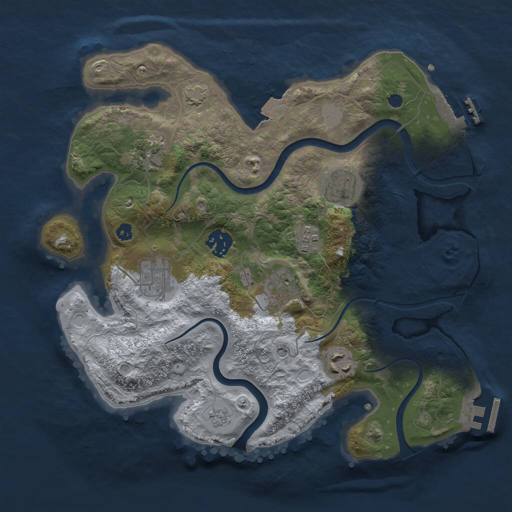 Rust Map: Procedural Map, Size: 3000, Seed: 64813, 13 Monuments