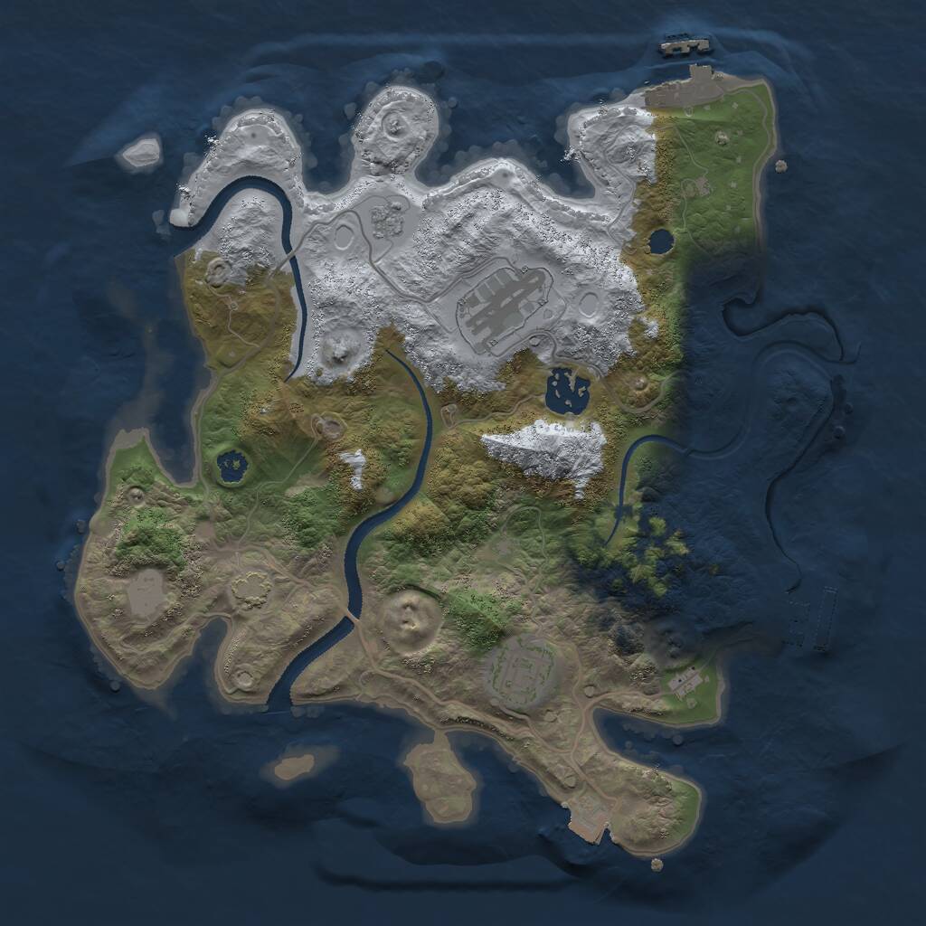 Rust Map: Procedural Map, Size: 3000, Seed: 27169, 8 Monuments