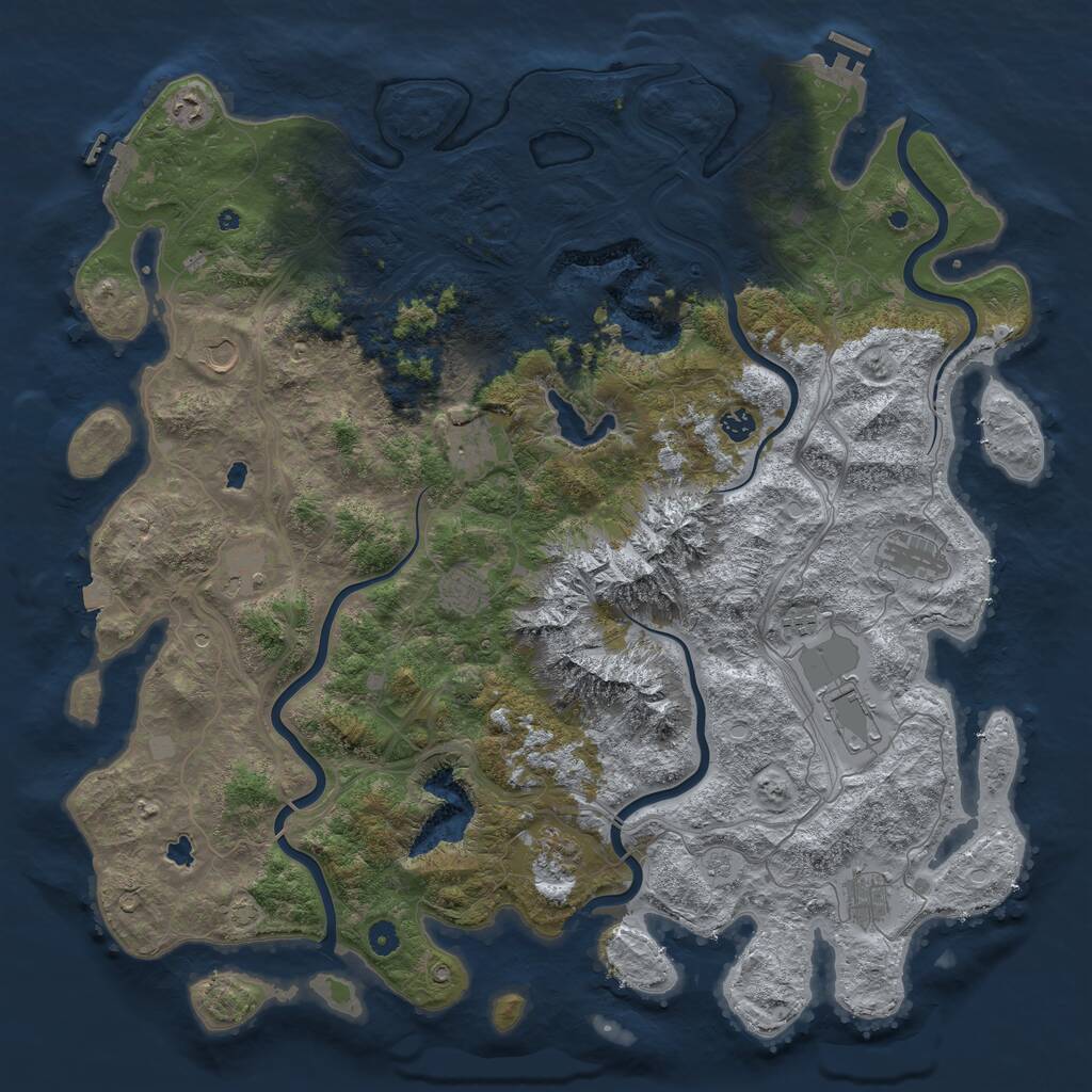 Rust Map: Procedural Map, Size: 5000, Seed: 100000000, 17 Monuments