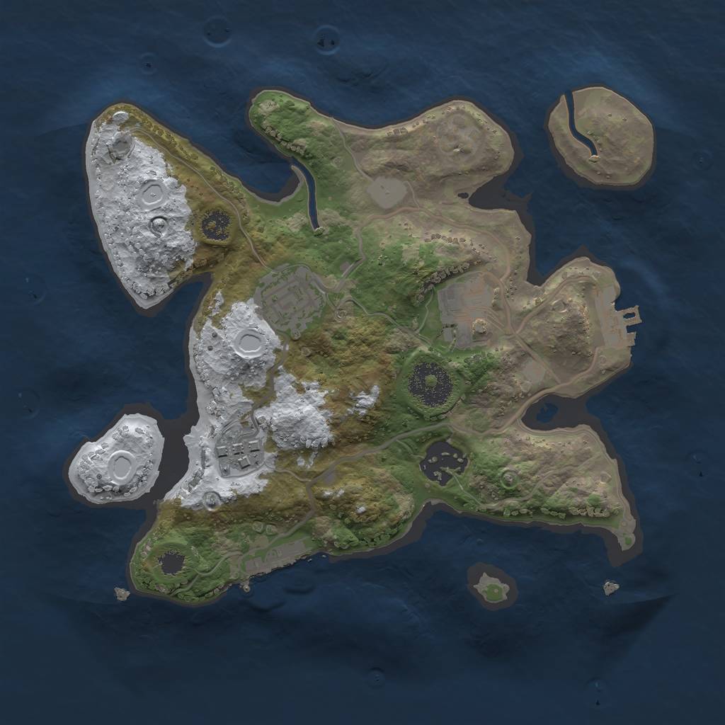 Rust Map: Procedural Map, Size: 2500, Seed: 1935284429, 11 Monuments