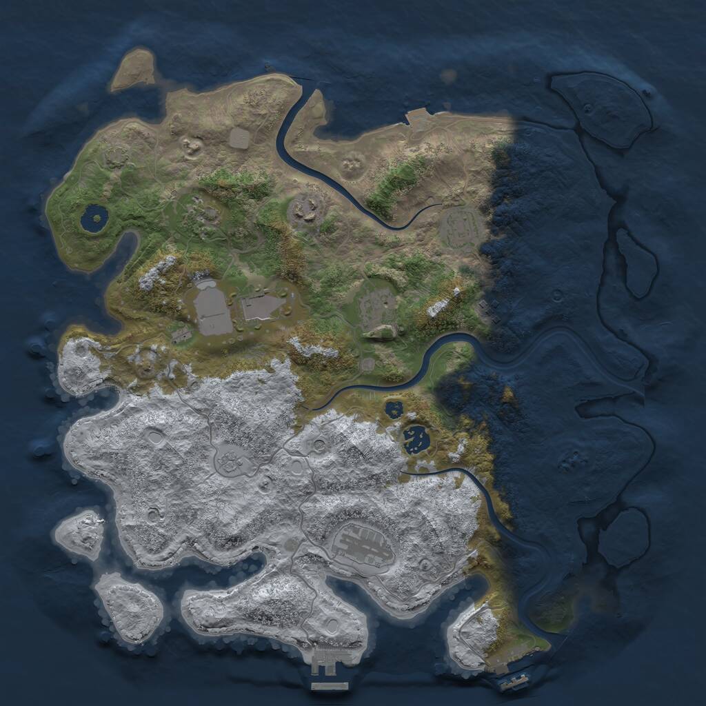 Rust Map: Procedural Map, Size: 3850, Seed: 311145068, 14 Monuments