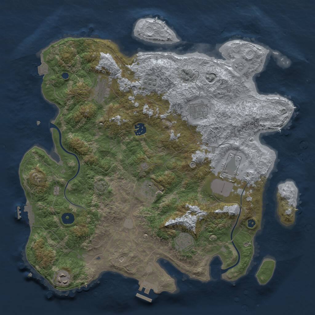 Rust Map: Procedural Map, Size: 3850, Seed: 211347909, 14 Monuments
