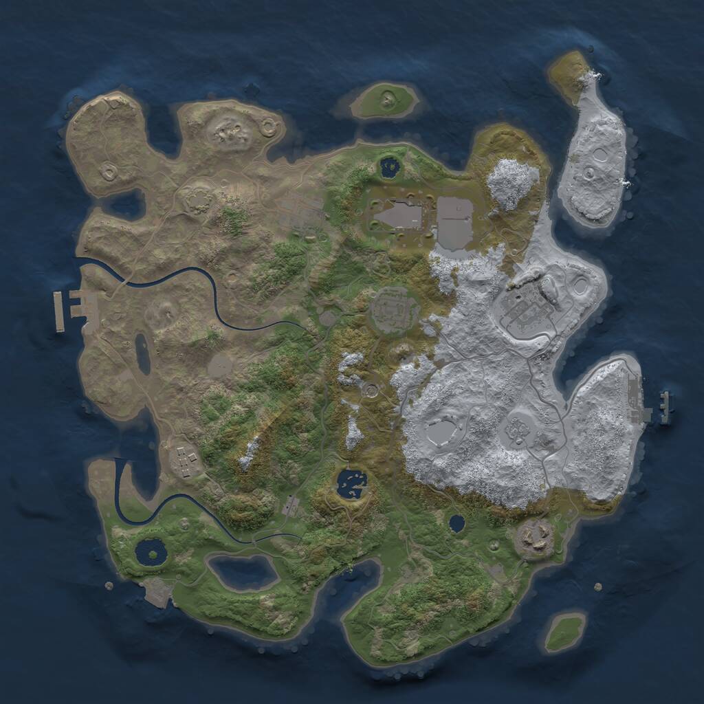 Rust Map: Procedural Map, Size: 3500, Seed: 2945738, 13 Monuments