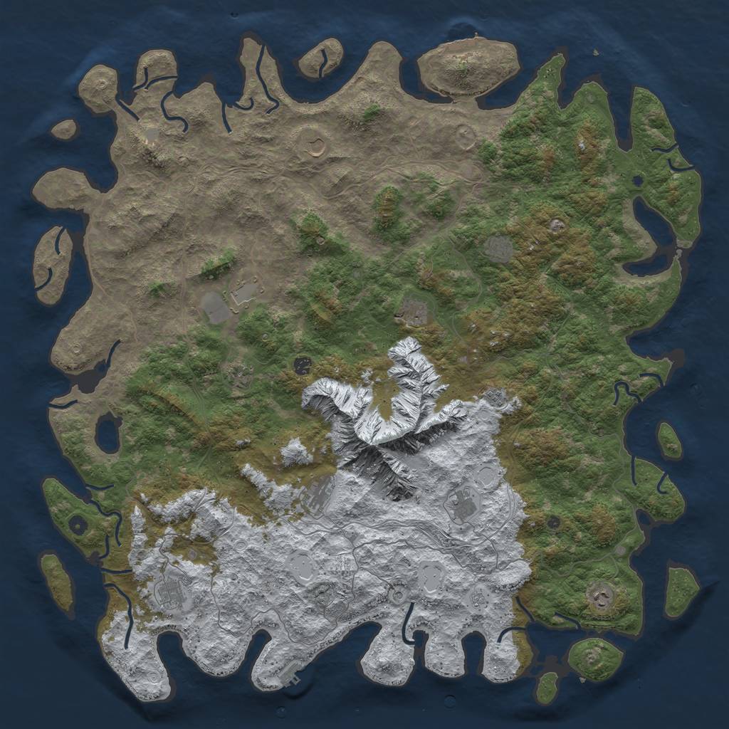 Rust Map: Procedural Map, Size: 6000, Seed: 114514, 20 Monuments