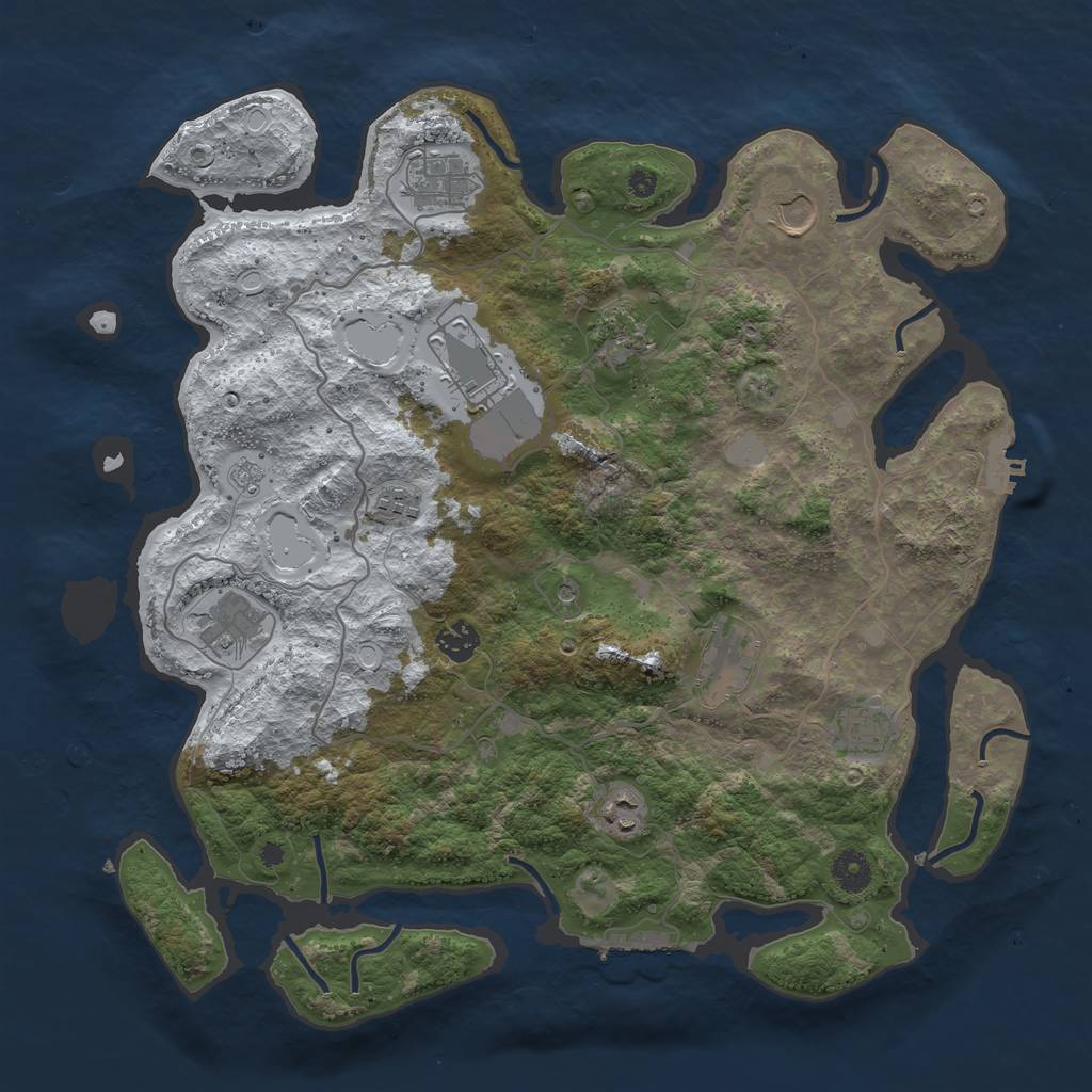 Rust Map: Procedural Map, Size: 4000, Seed: 597734, 19 Monuments