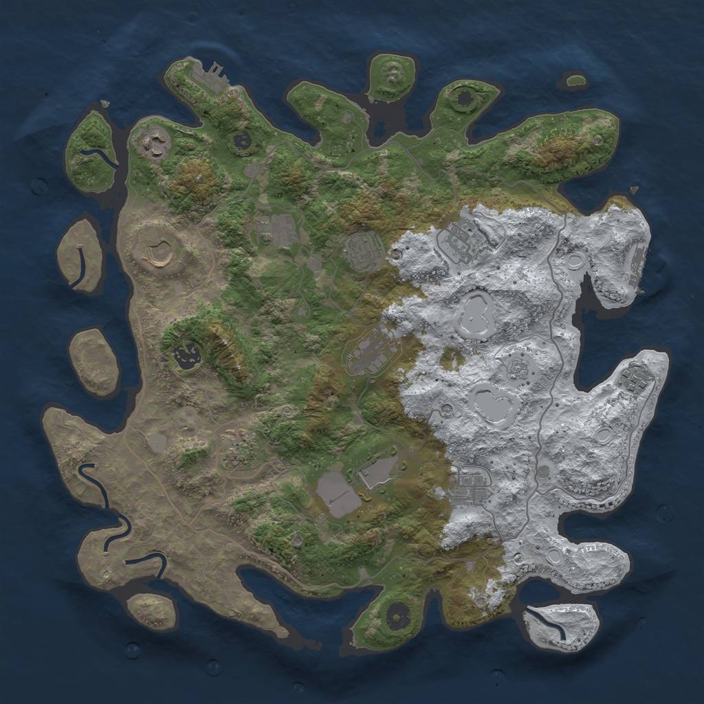 Rust Map: Procedural Map, Size: 4000, Seed: 350545, 20 Monuments