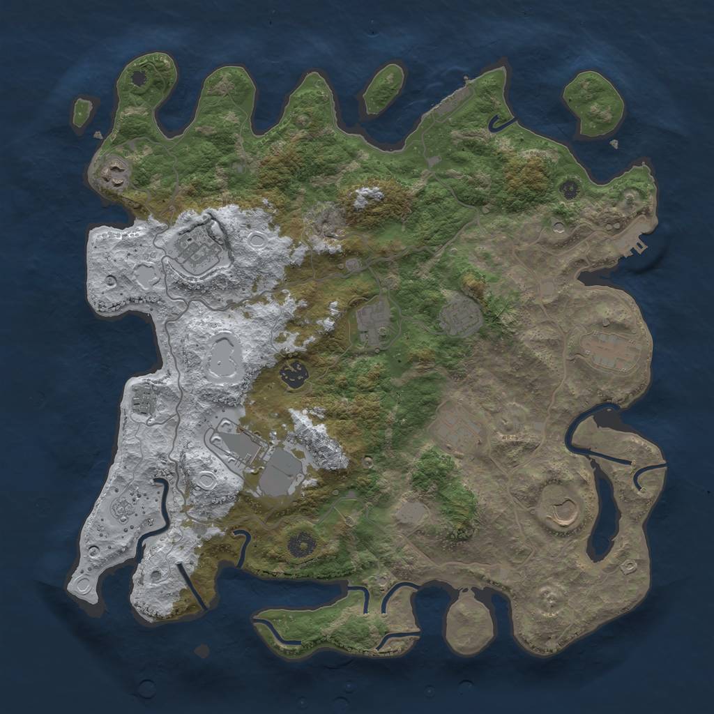 Rust Map: Procedural Map, Size: 4000, Seed: 378069, 19 Monuments
