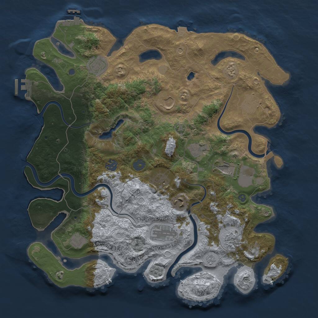 Rust Map: Procedural Map, Size: 4000, Seed: 637697, 17 Monuments