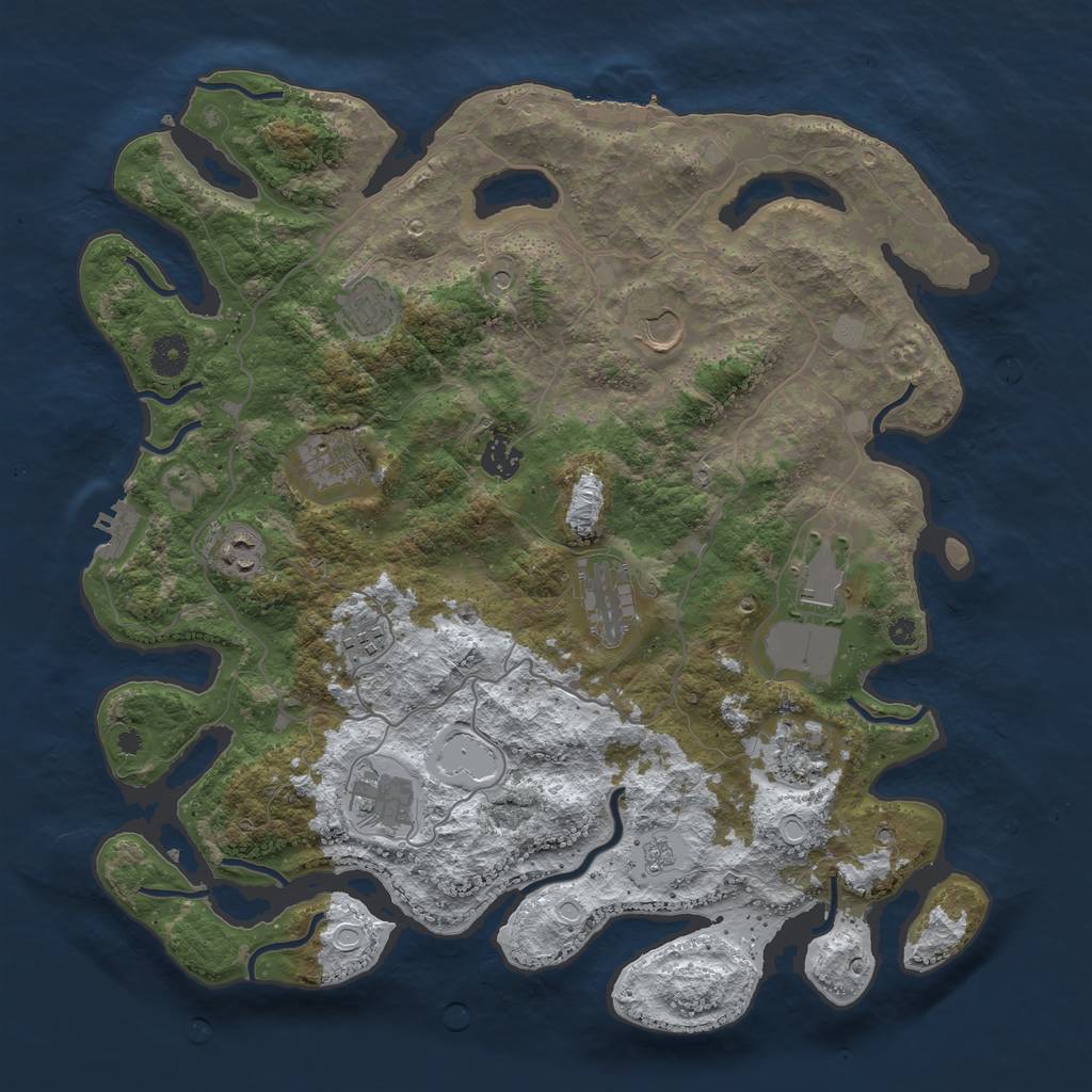 Rust Map: Procedural Map, Size: 4000, Seed: 637697, 19 Monuments